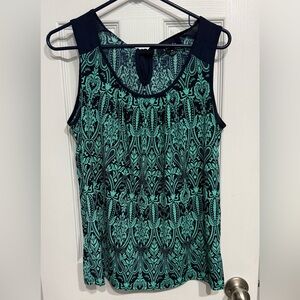 Teal and Black Patterned Women's Top
